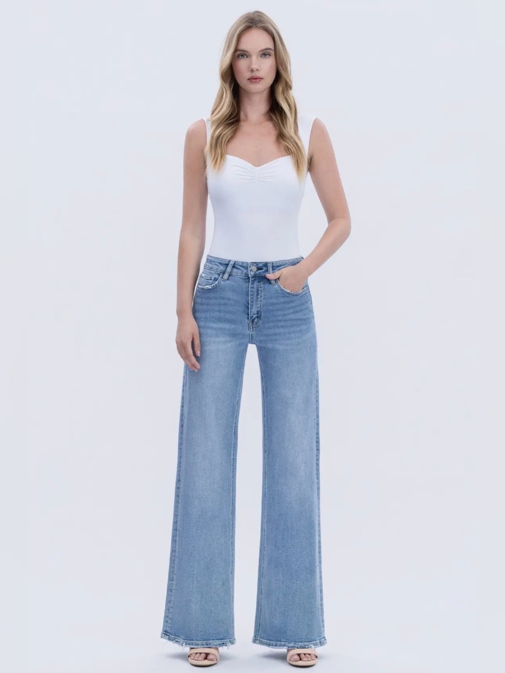NWT Vervet by Flying Monkey Wide Leg High-Rise Women's Jeans Olivia in Hearten - Picture 3 of 7